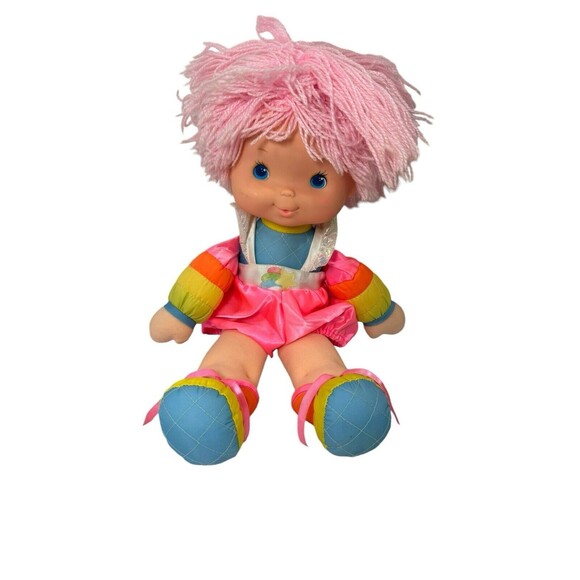 Peigne rose chatouillé des années 1980 Peluche vintage Rainbow Brite l